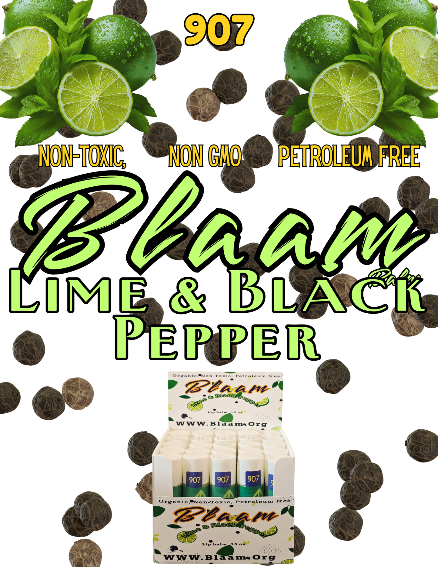Lime & Black Pepper #Tuxedo Organic Blaam lip balm