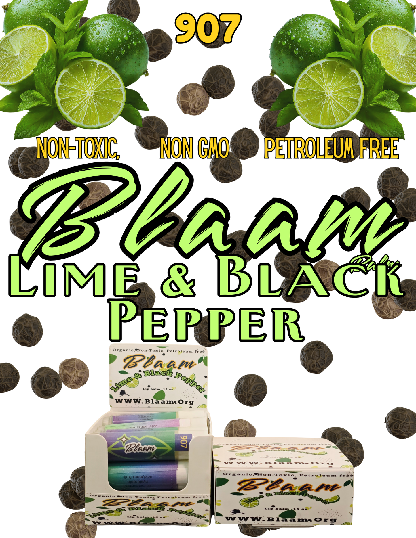 Lime & Black Pepper #Tuxedo Organic Blaam lip balm